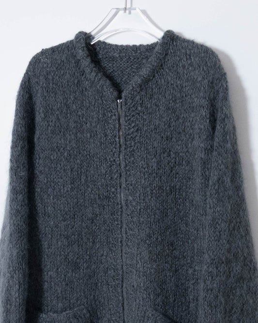 wool zip knit cardigan
