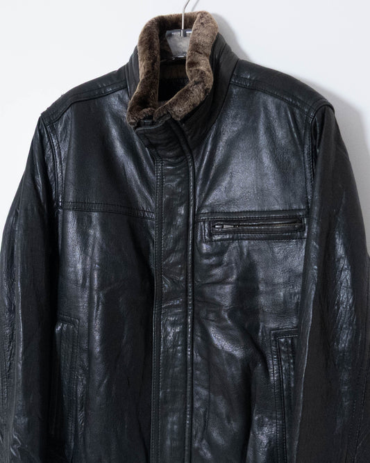 "Andrew Marc" high neck leather jacket