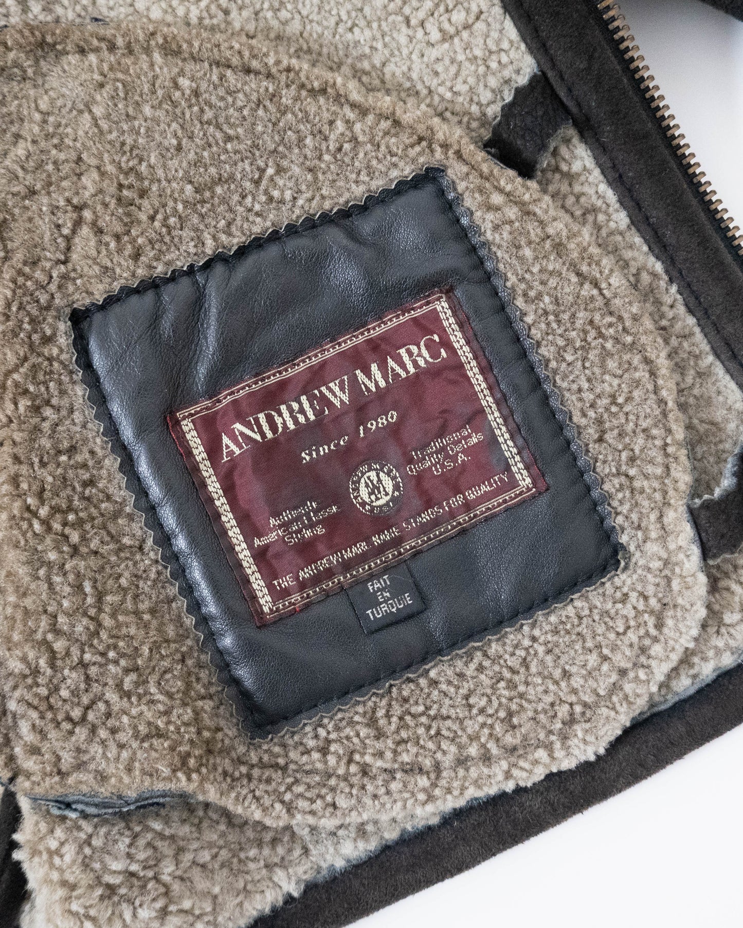 "Andrew Marc" mouton leather jacket