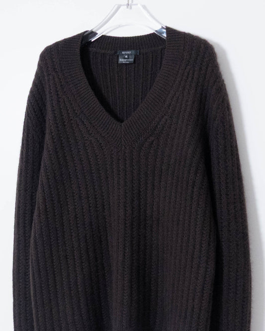 "GUCCI" v-neck rib knit sweater