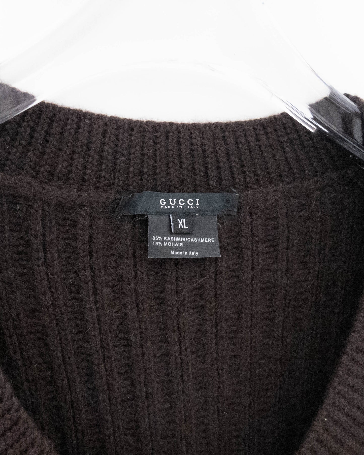 "GUCCI" v-neck rib knit sweater