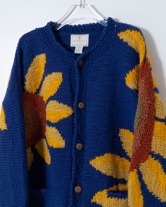 floral pattern ecuador hand knit cardigan