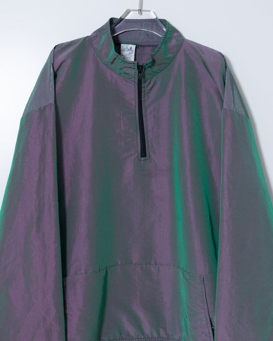 iridescent nylon half-zip pullover
