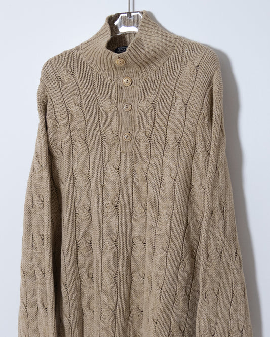 "Polo by Ralph Lauren" line × silk high neck aran knit sweater