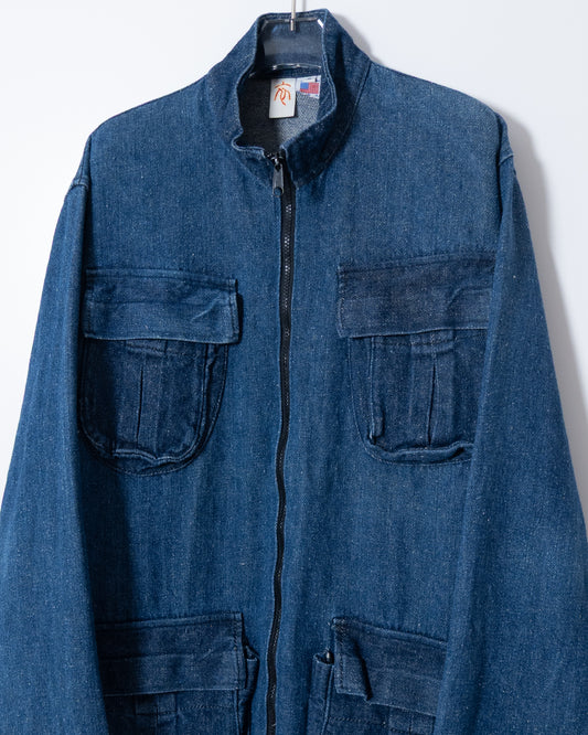 all hemp denim multiple pockets jacket
