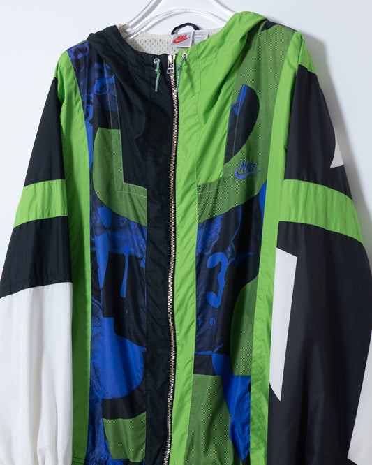 "NIKE" all over pattern nylon hooded jacket