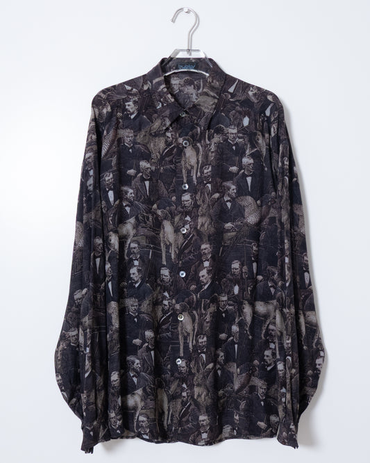 "byblos" all-over pettern rayon shirt