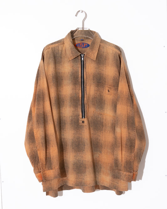 half-zip plaid shirt