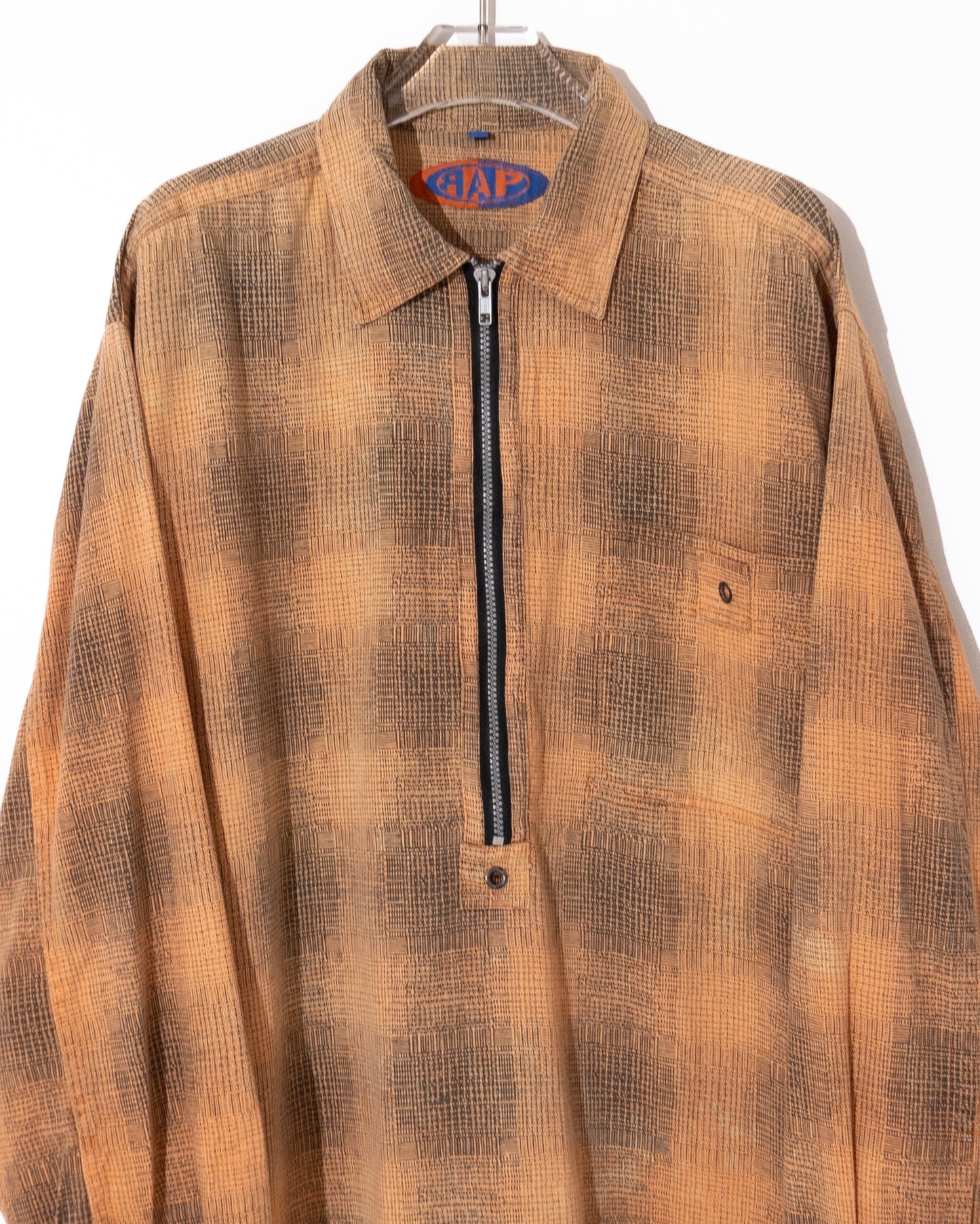 half-zip plaid shirt