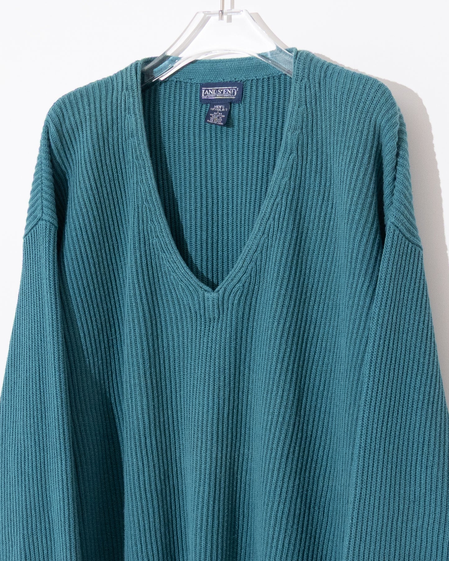 'LAND'S END' v-neck rib knit
