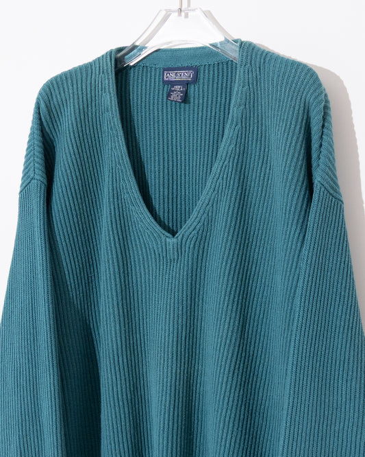 "LAND'S END" v-neck rib knit
