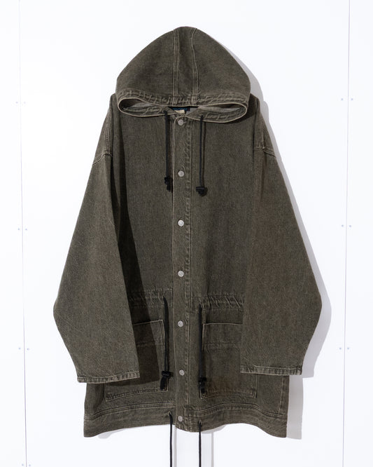 Denim hooded coat