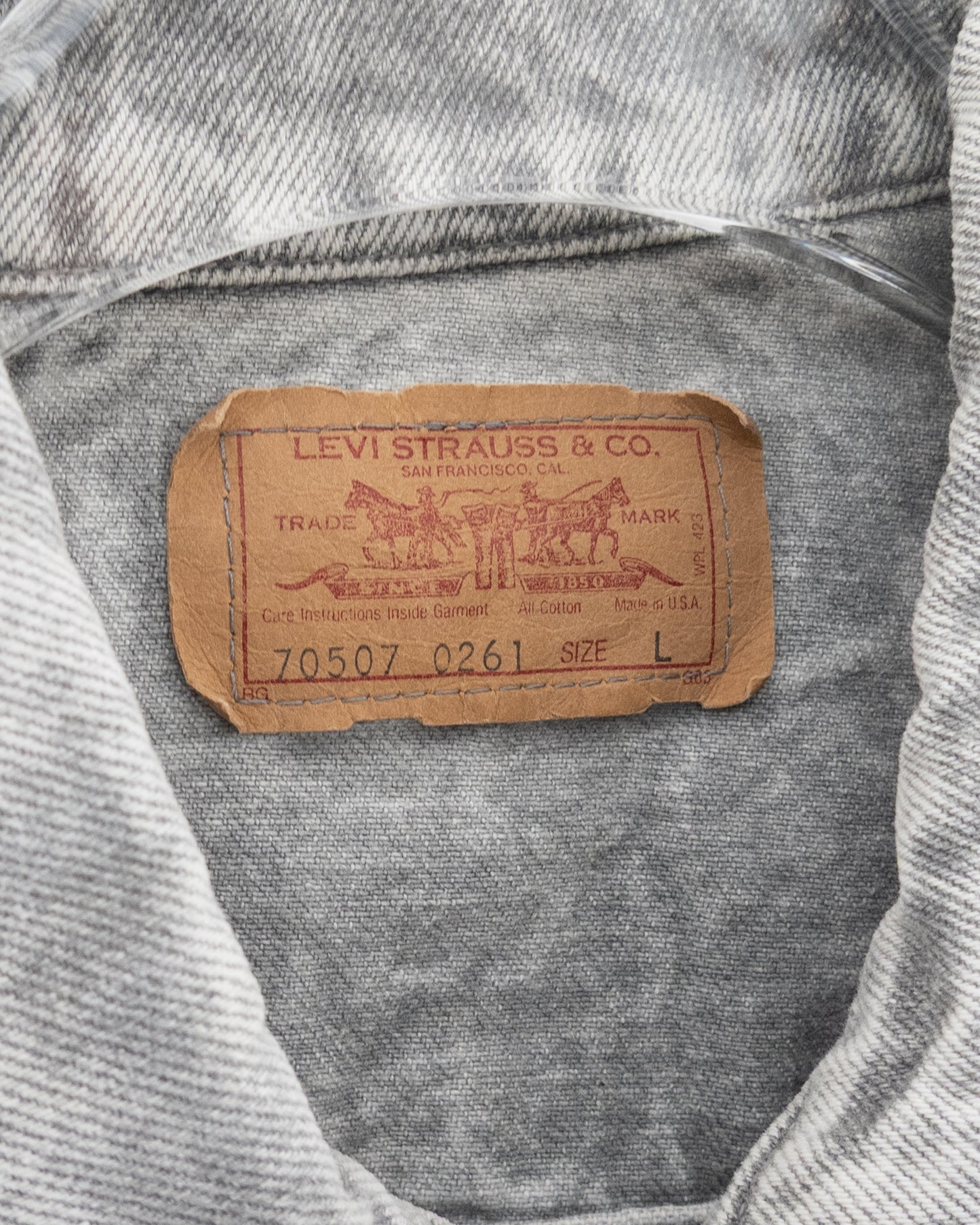 'Levi's' 70507 gray acid wash denim jacket