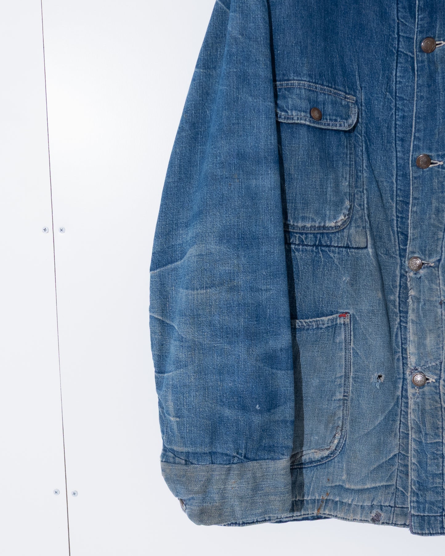 Vintage denim coverall jacket with blanket liner