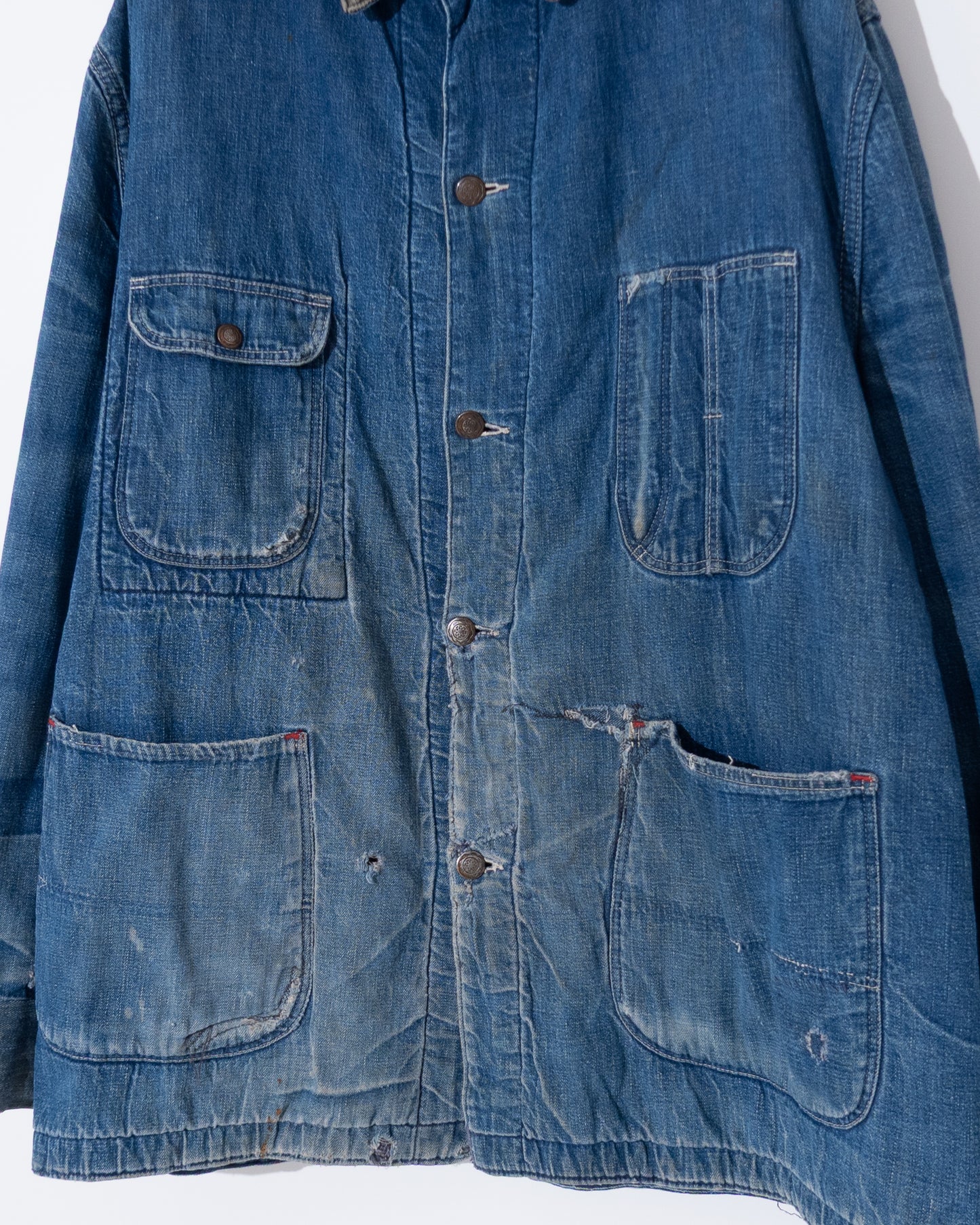 Vintage denim coverall jacket with blanket liner
