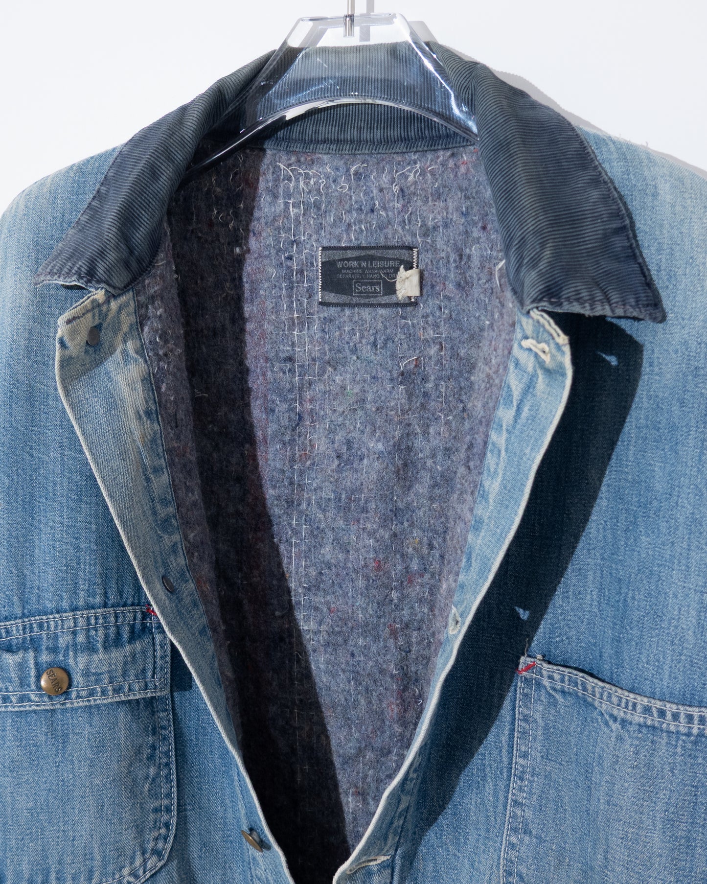 'Sears' denim coverall jacket with blanket liner