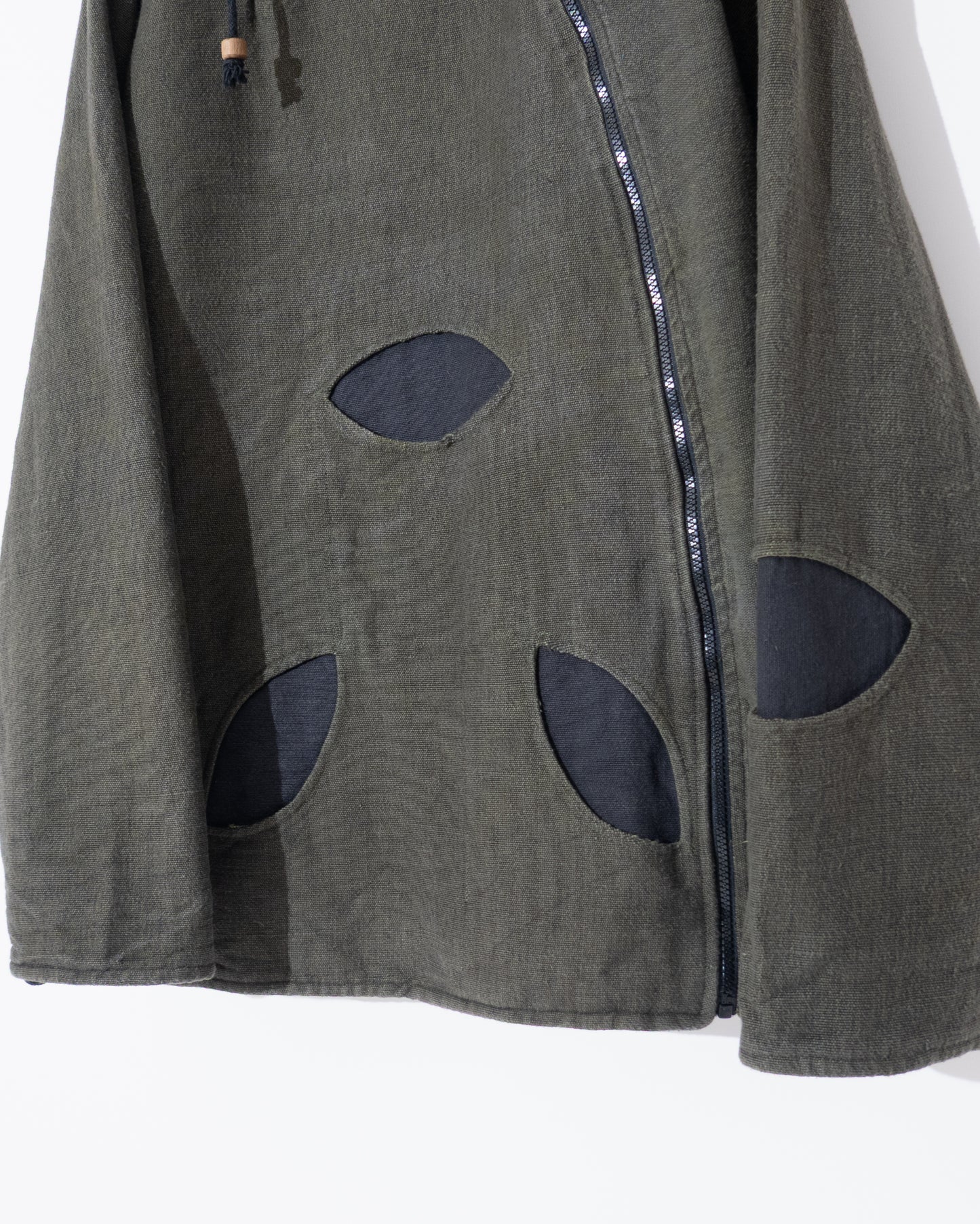 Diagonal zip hooded jacket