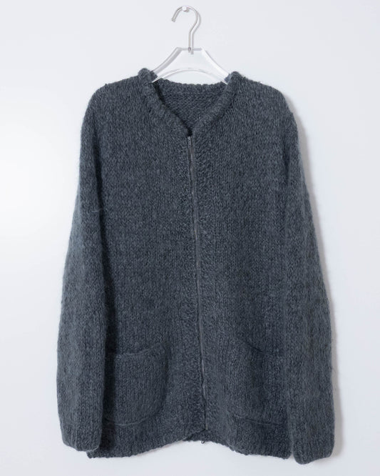 wool zip knit cardigan