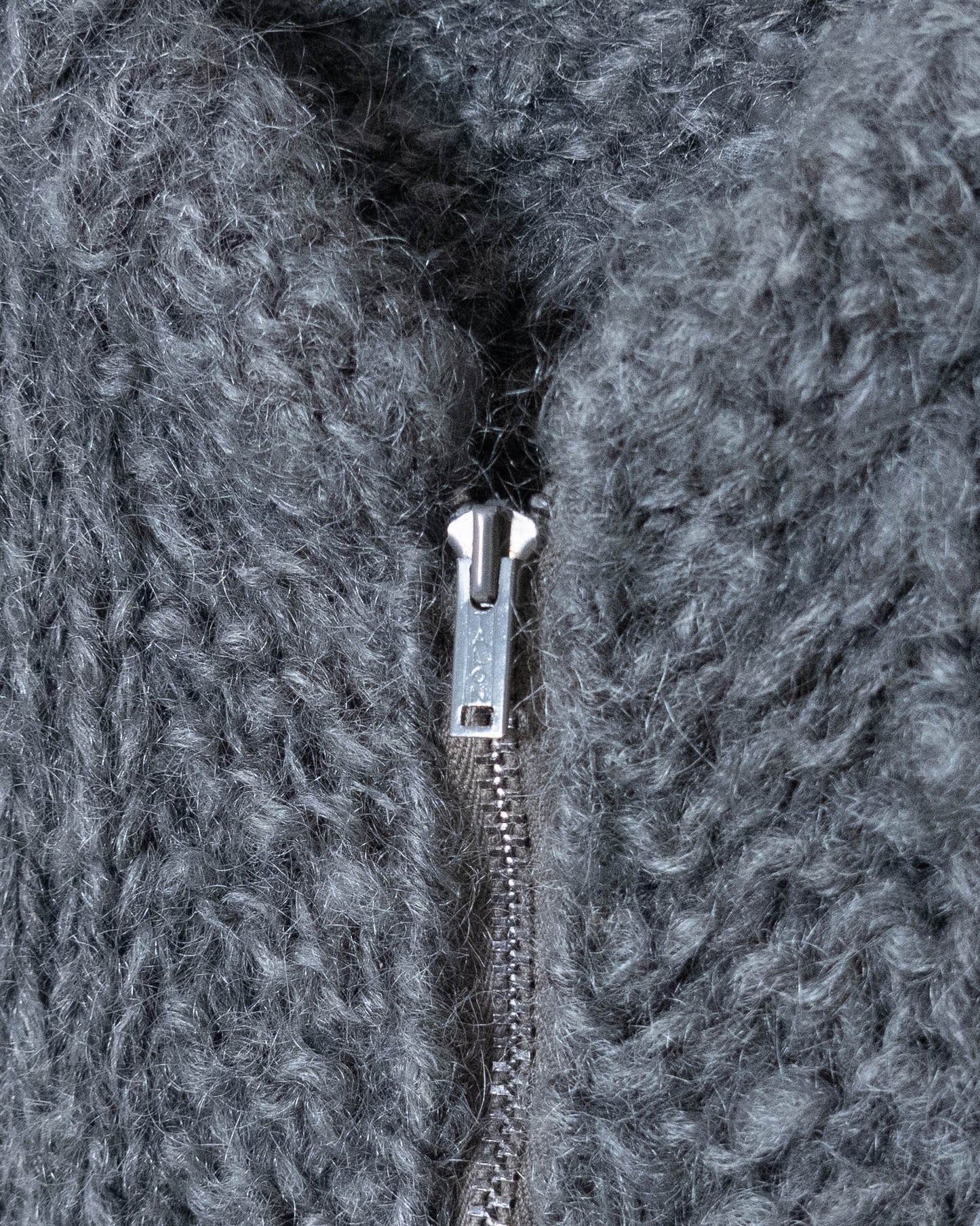 wool zip knit cardigan