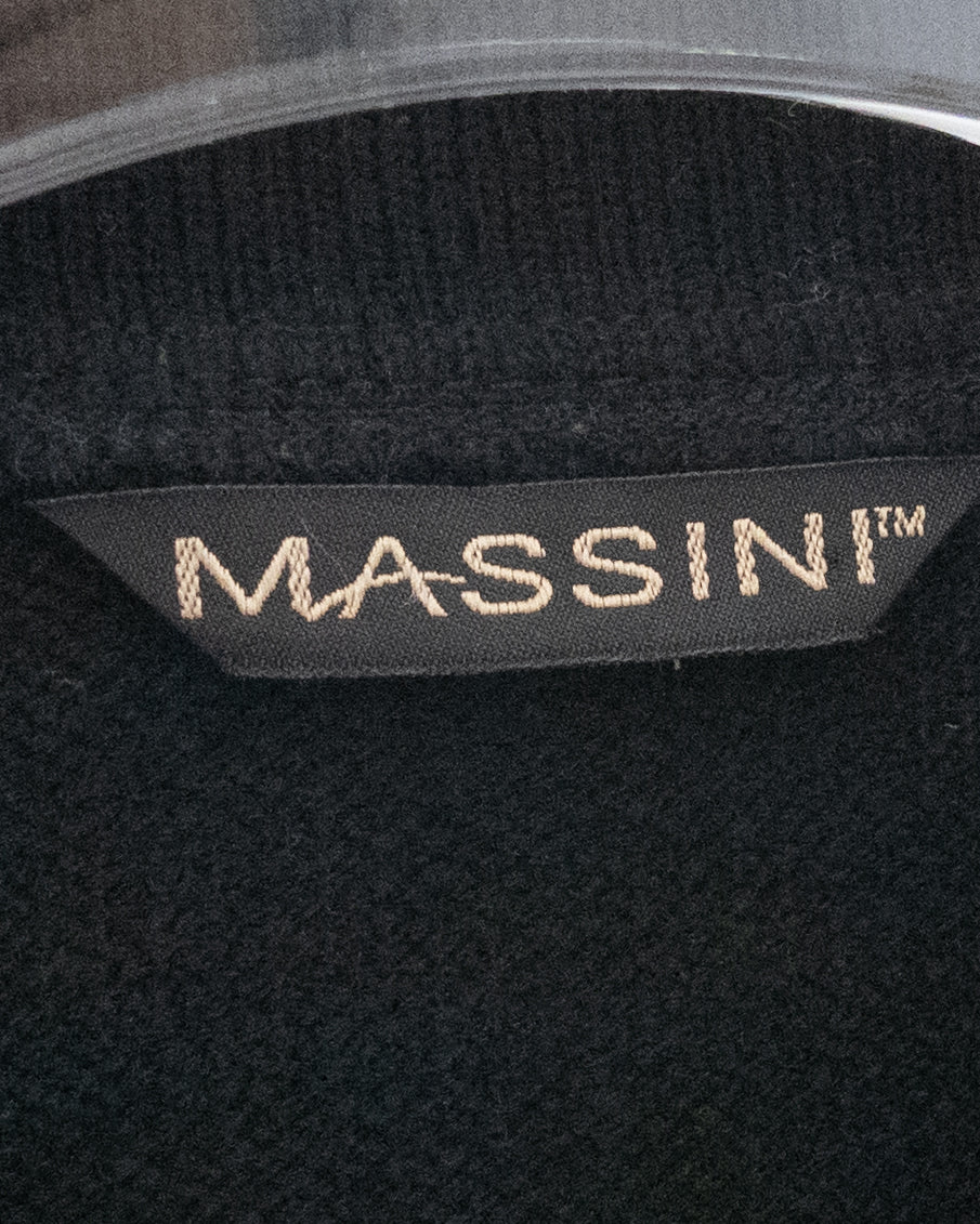 Leather panel knit polo shirt