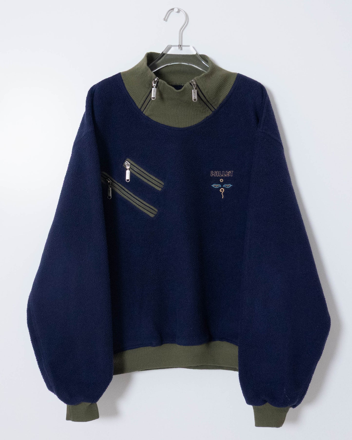 "Millet" double zip mock neck fleece pullover