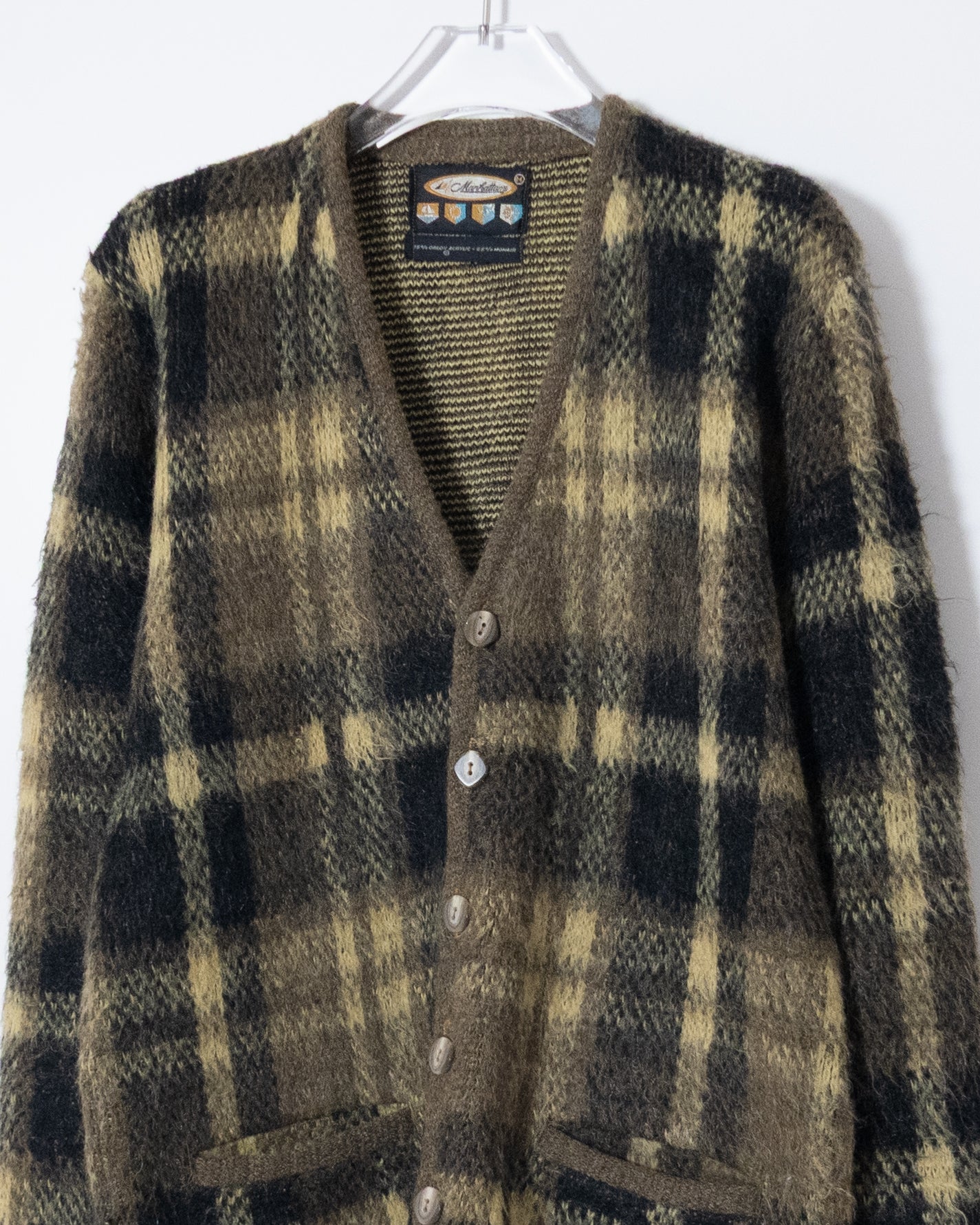 Vintage plaid mohair knit cardigan