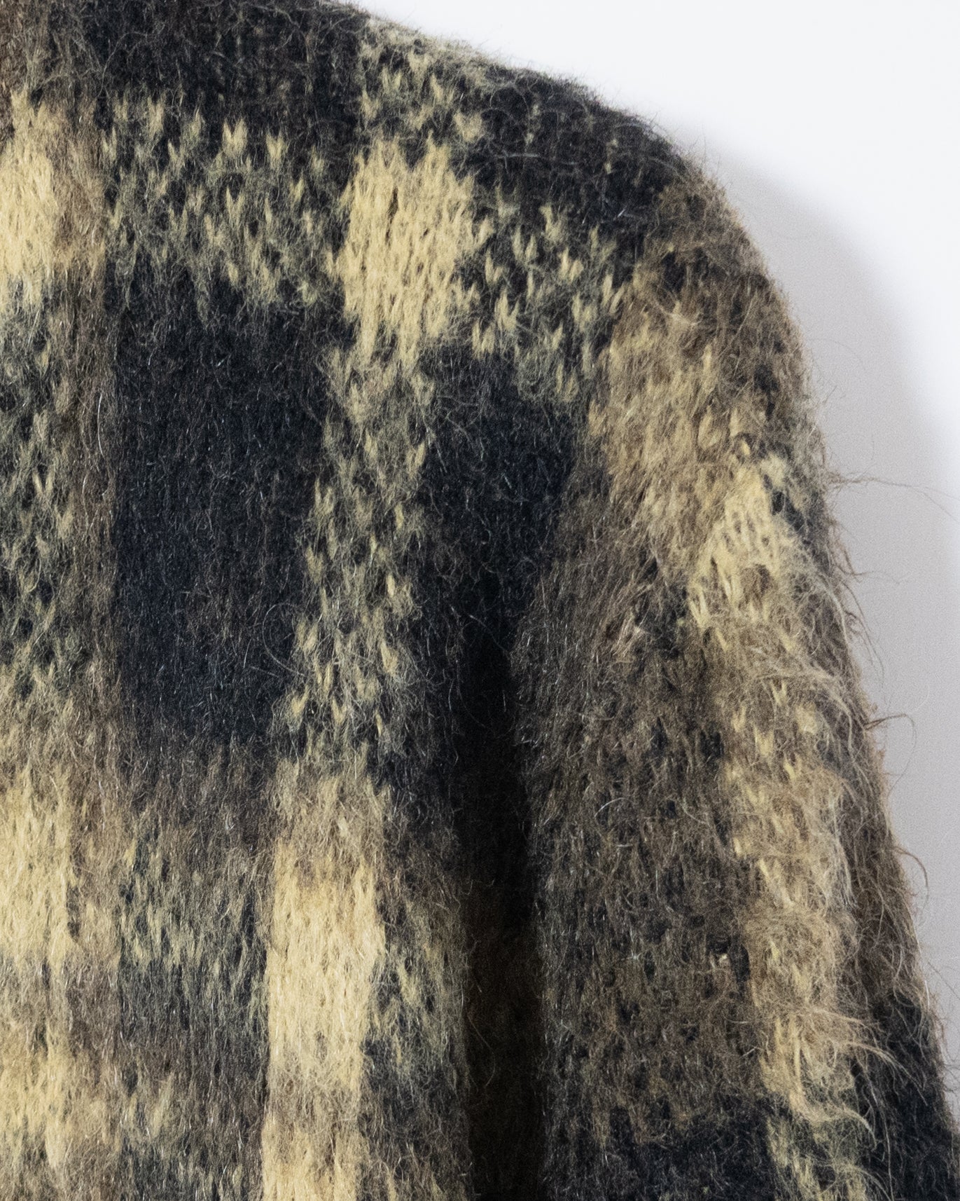 Vintage plaid mohair knit cardigan
