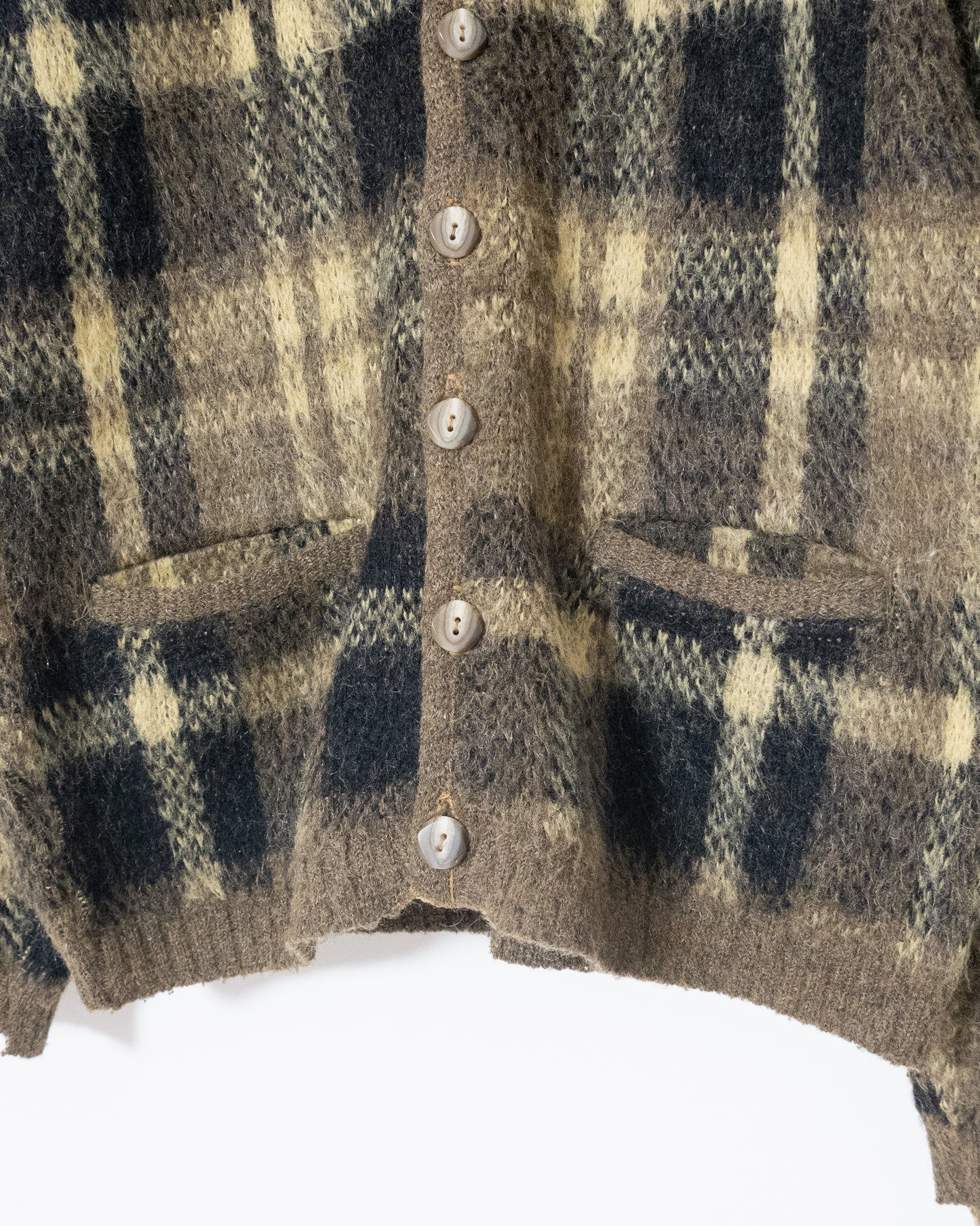 Vintage plaid mohair knit cardigan