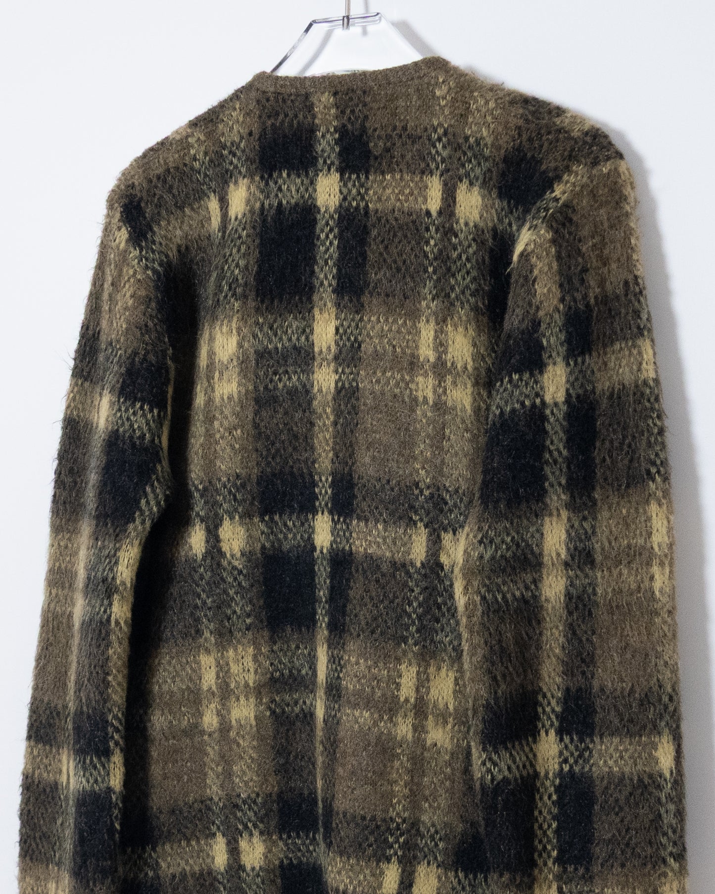 Vintage plaid mohair knit cardigan