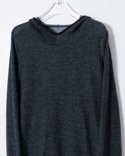 Honeycomb textured knit hoodie