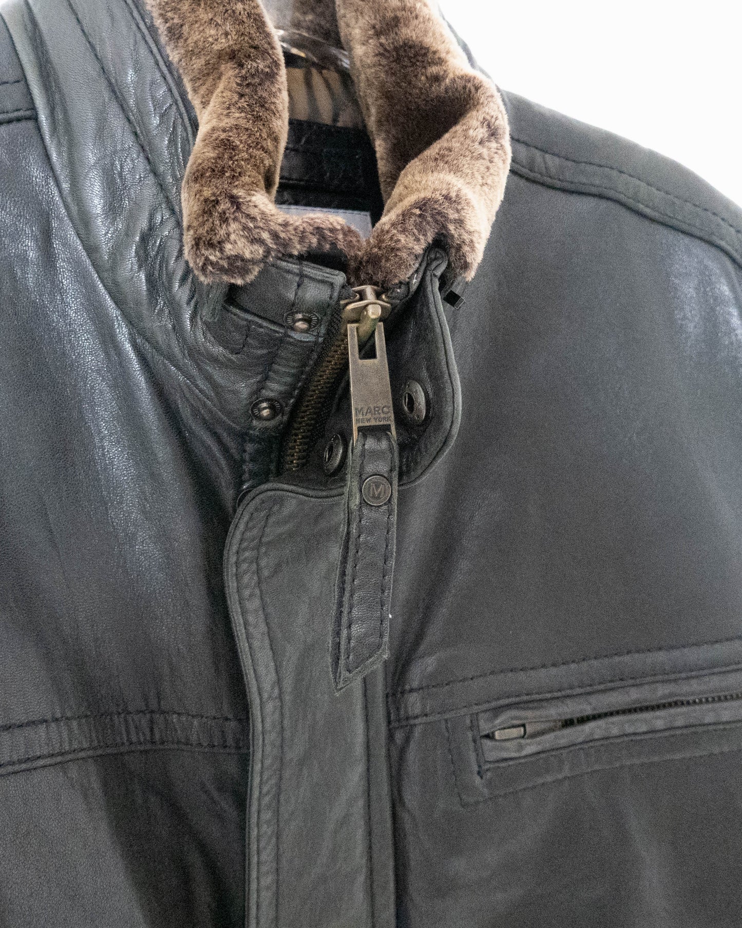 "Andrew Marc" high neck leather jacket