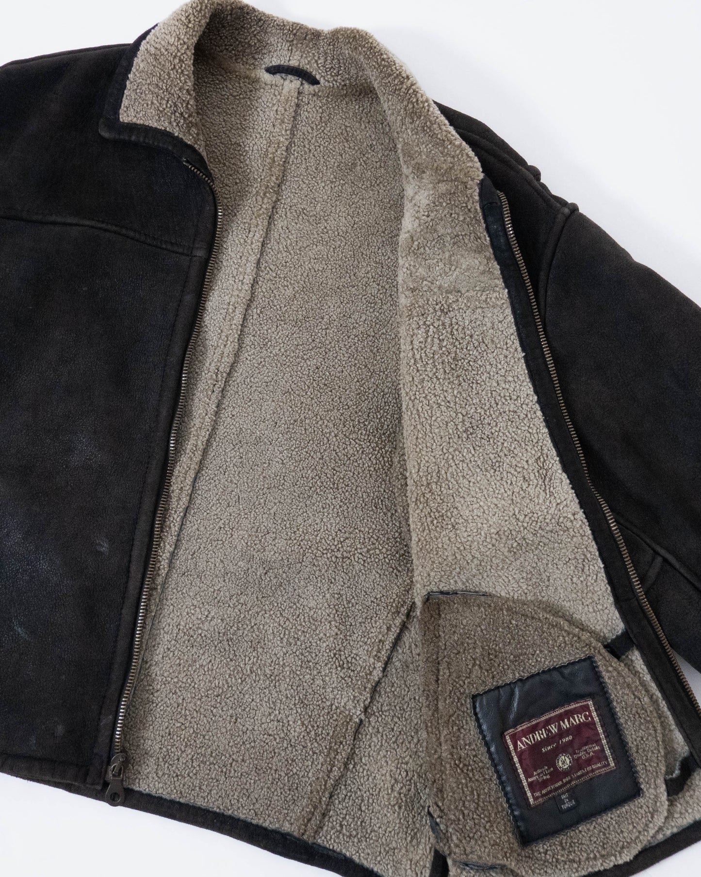 "Andrew Marc" mouton leather jacket