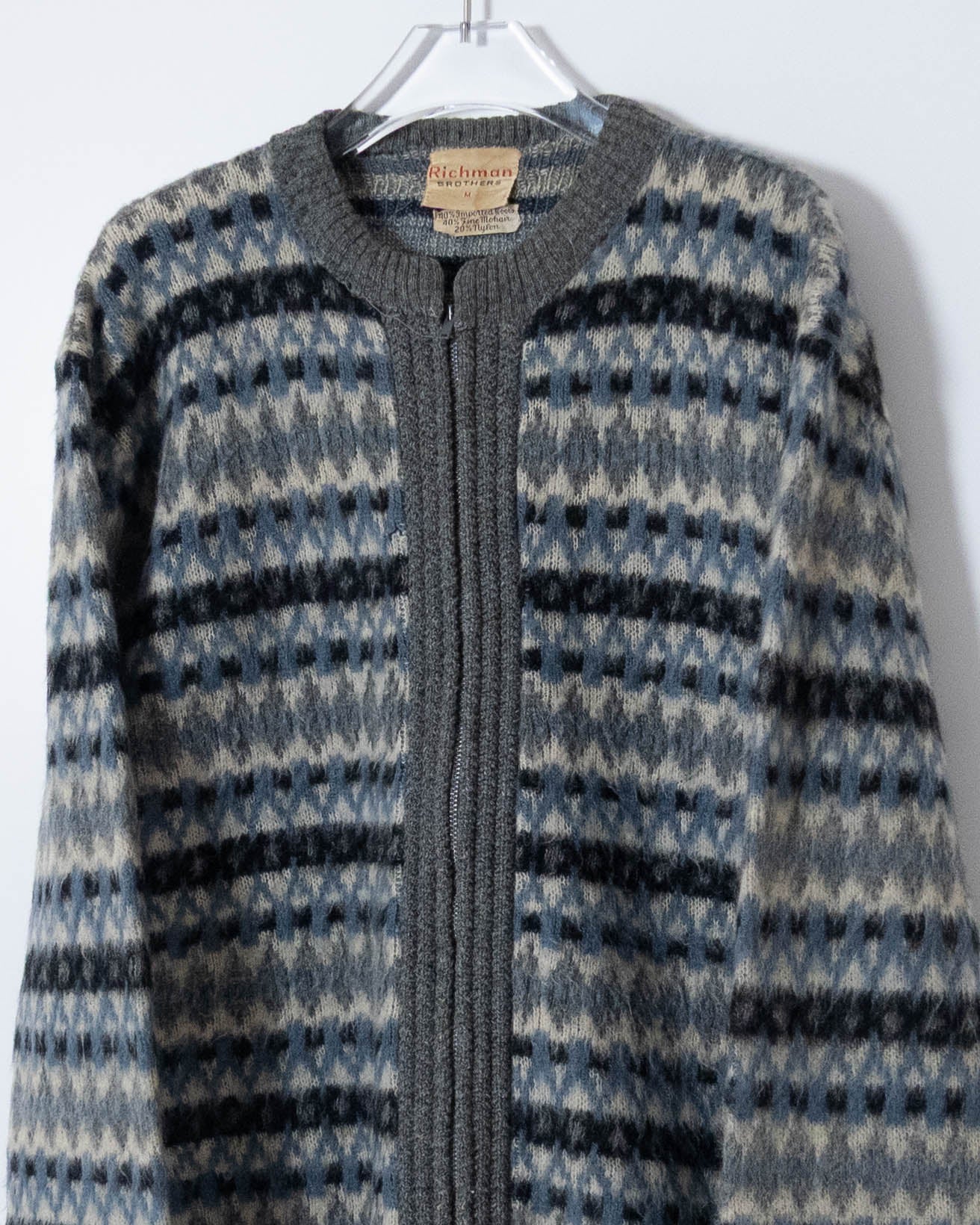 Vintage "Richman Brothers" mohair zip knit cardigan