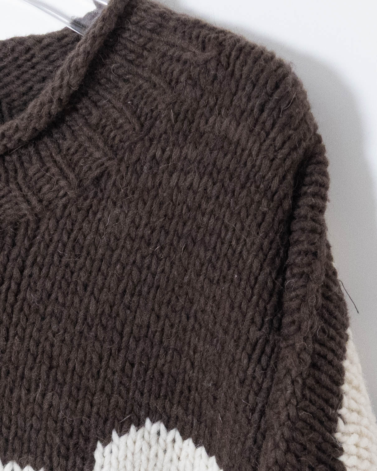 floral pattern roll neck ecuador hand knit sweater