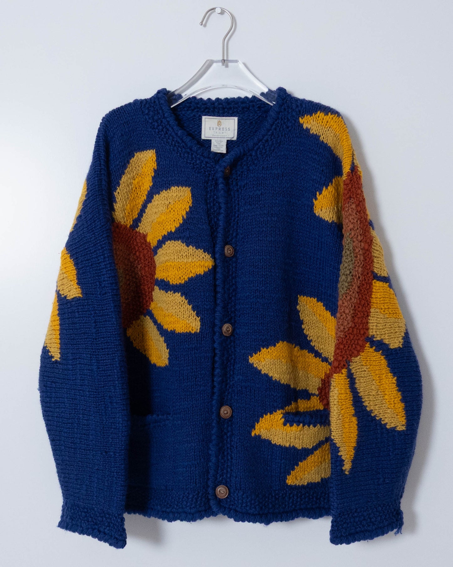 floral pattern ecuador hand knit cardigan