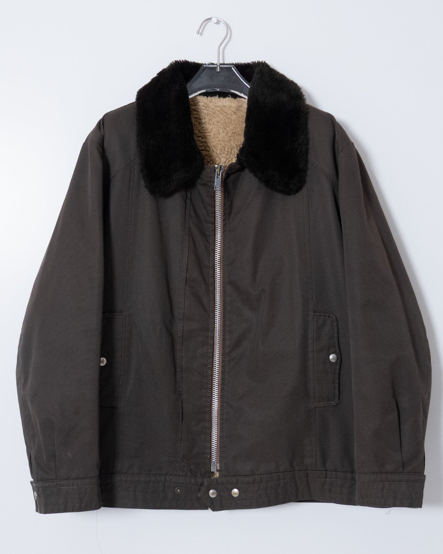 faux shearling collar boa lined jacket