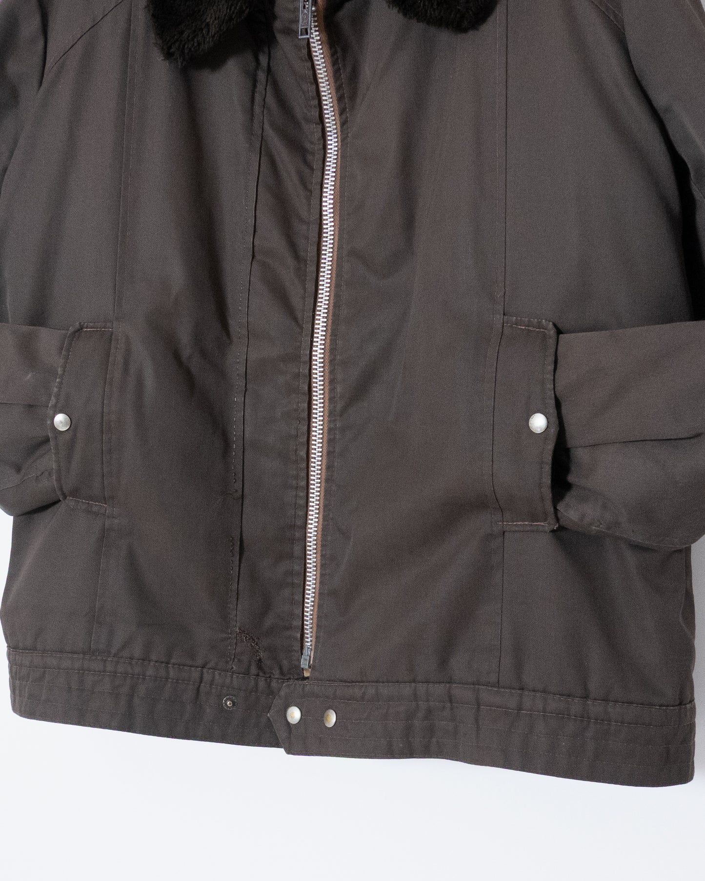 faux shearling collar boa lined jacket