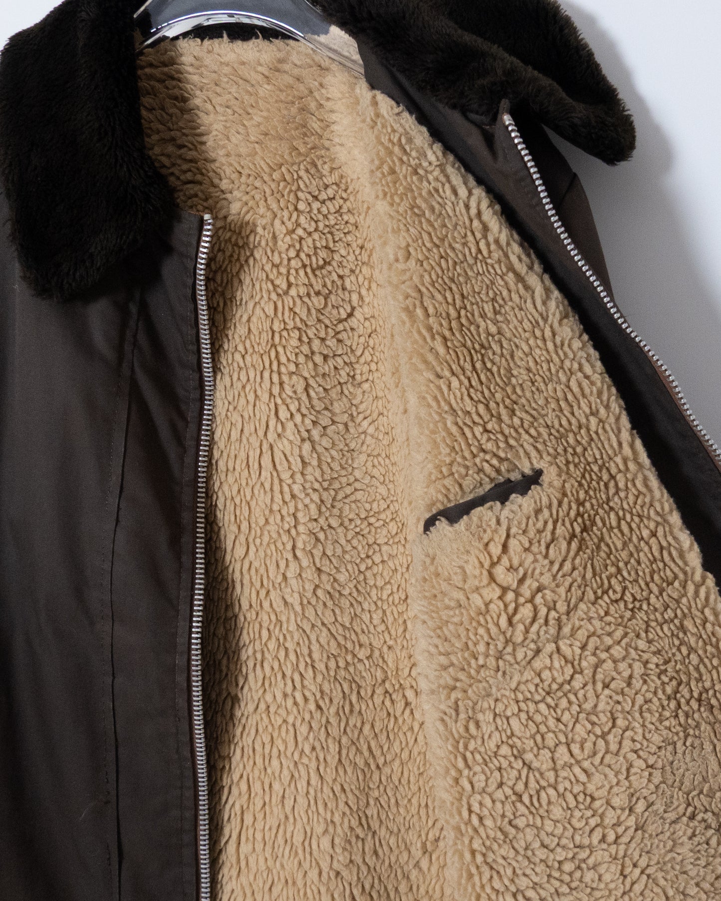 faux shearling collar boa lined jacket