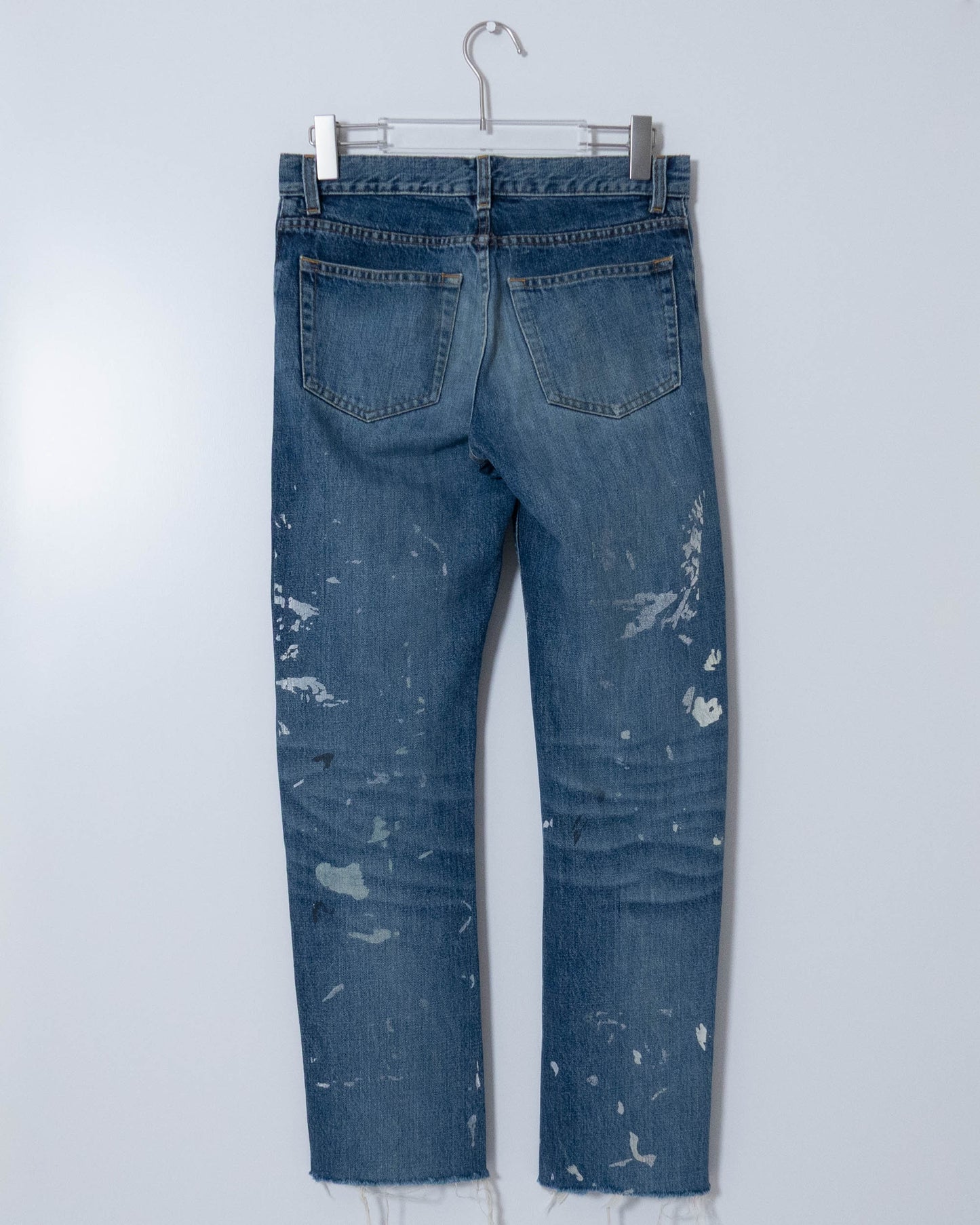 "Helmut Lang" cut-off painted denim pants