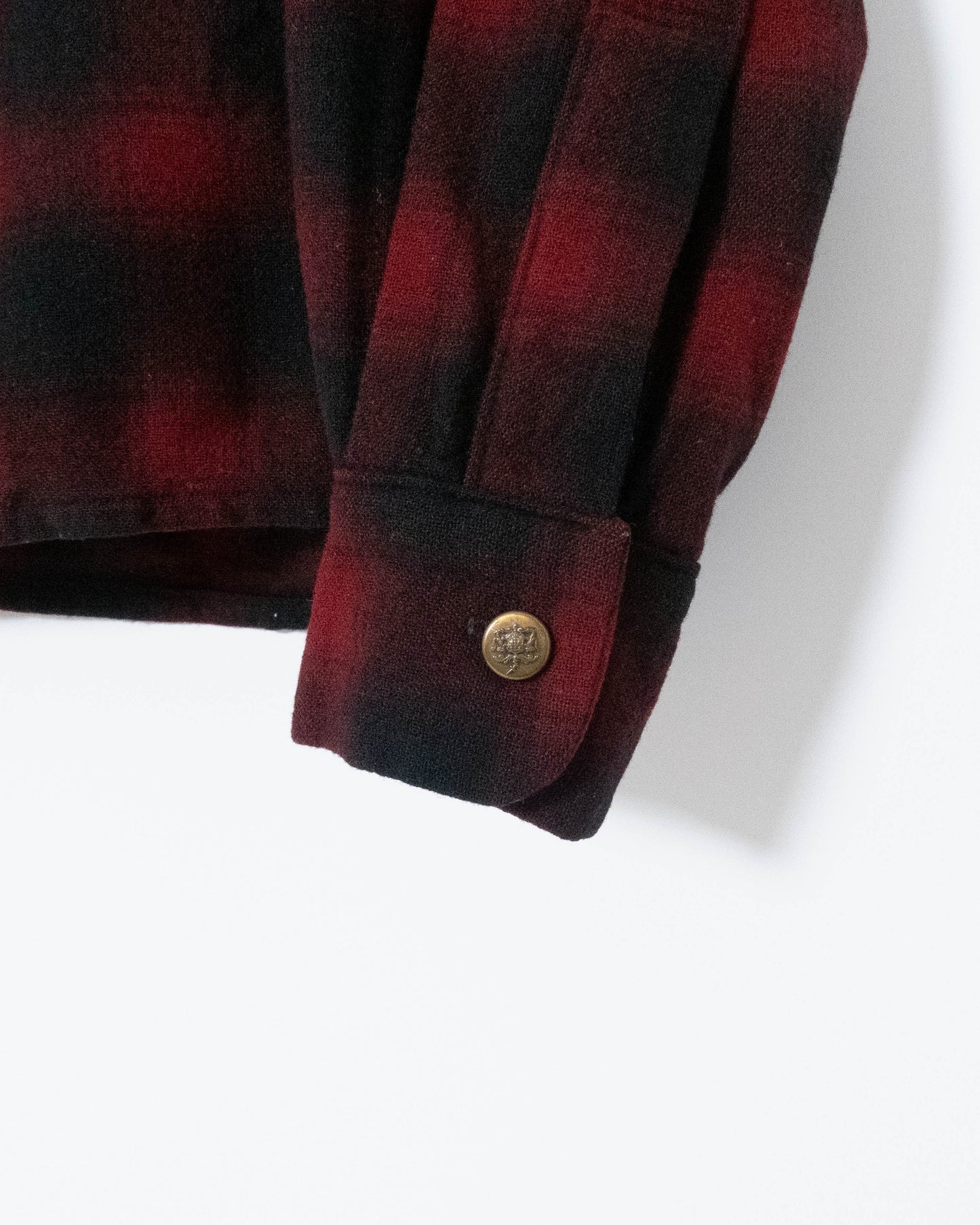 Vintage "PENDLETON" shadow plaid open collar wool shirt
