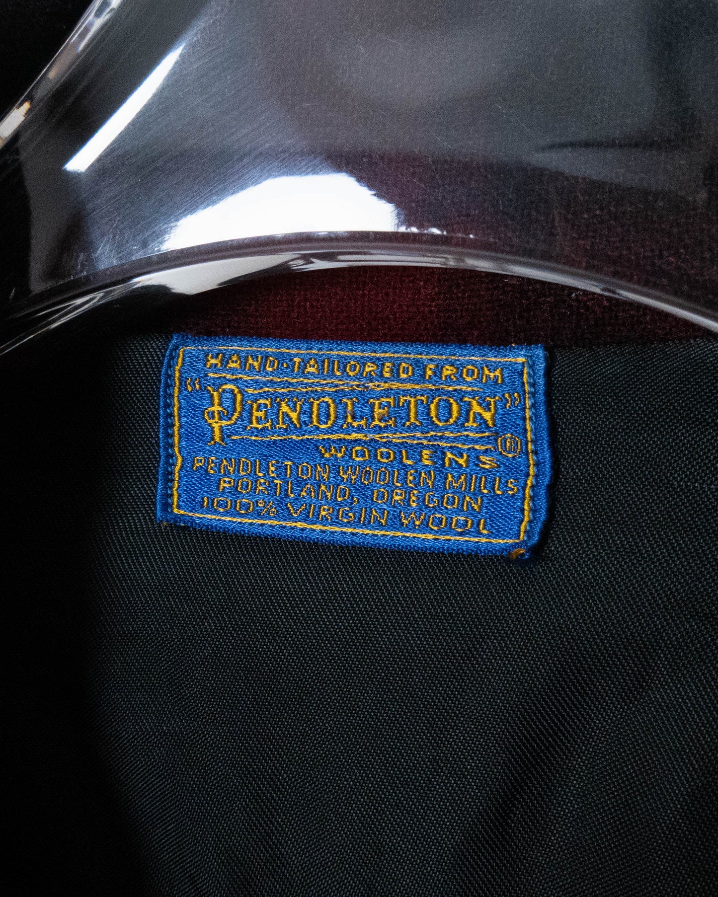 Vintage "PENDLETON" shadow plaid open collar wool shirt