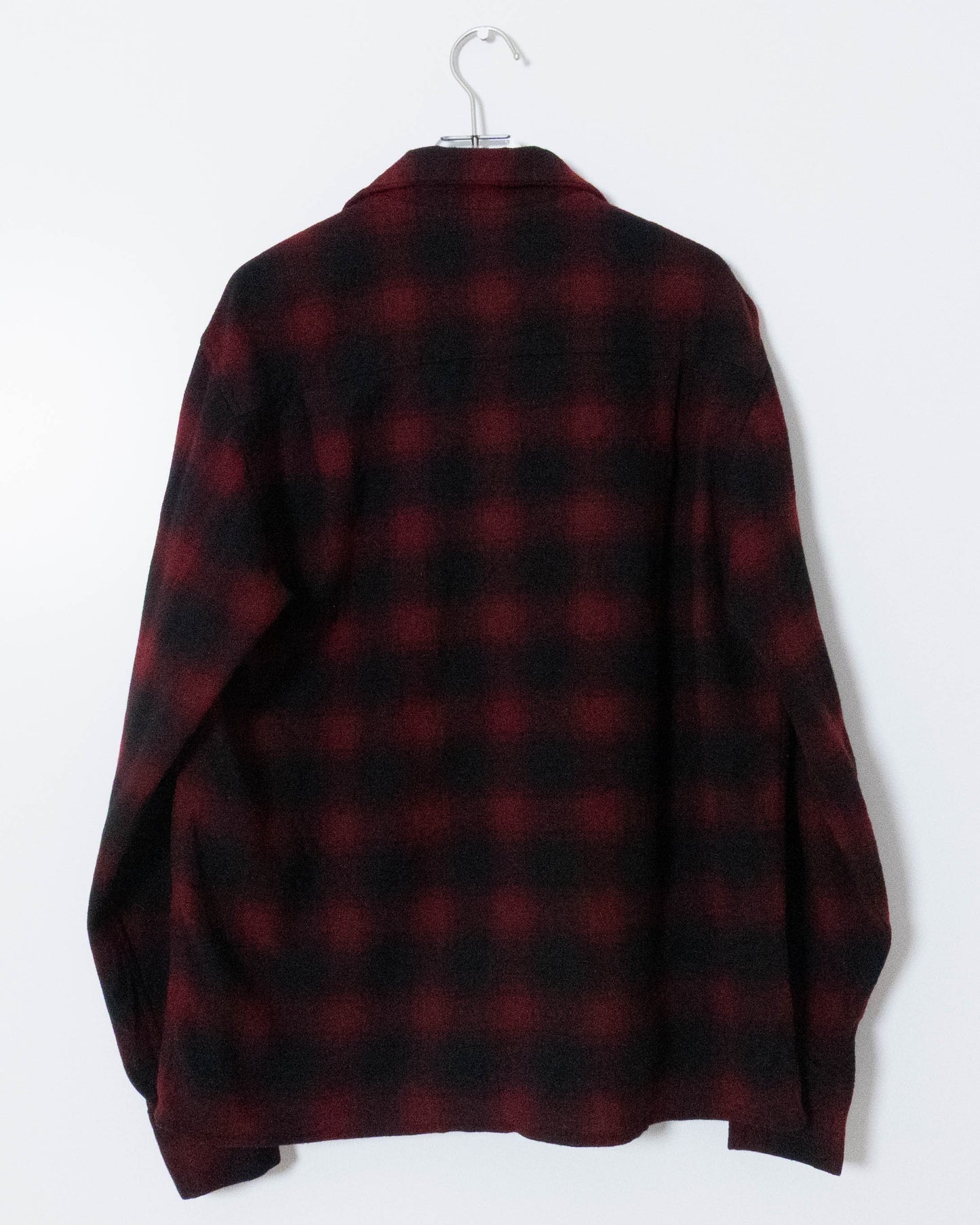 Vintage "PENDLETON" shadow plaid open collar wool shirt