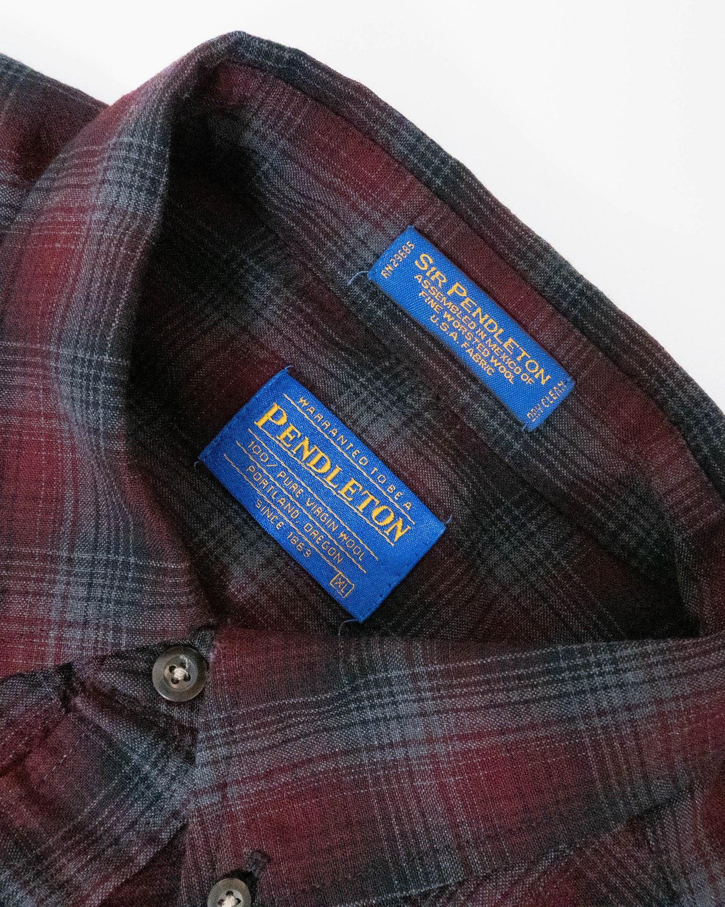 "PENDLETON" shadow plaid wool shirt