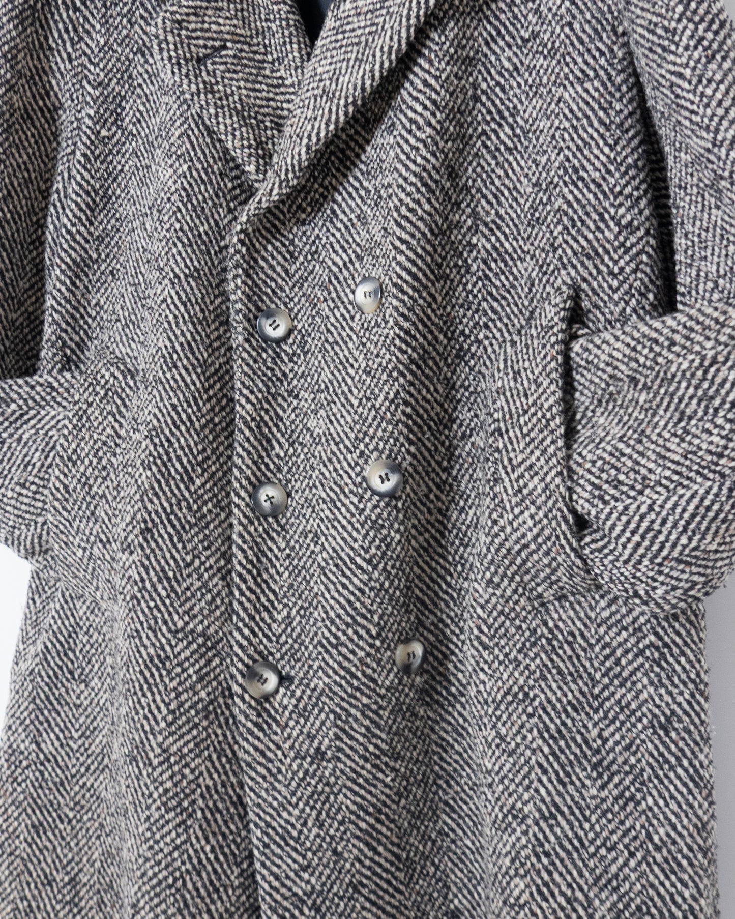 "JIGSAW" double-breasted herringbone tweed overcoat