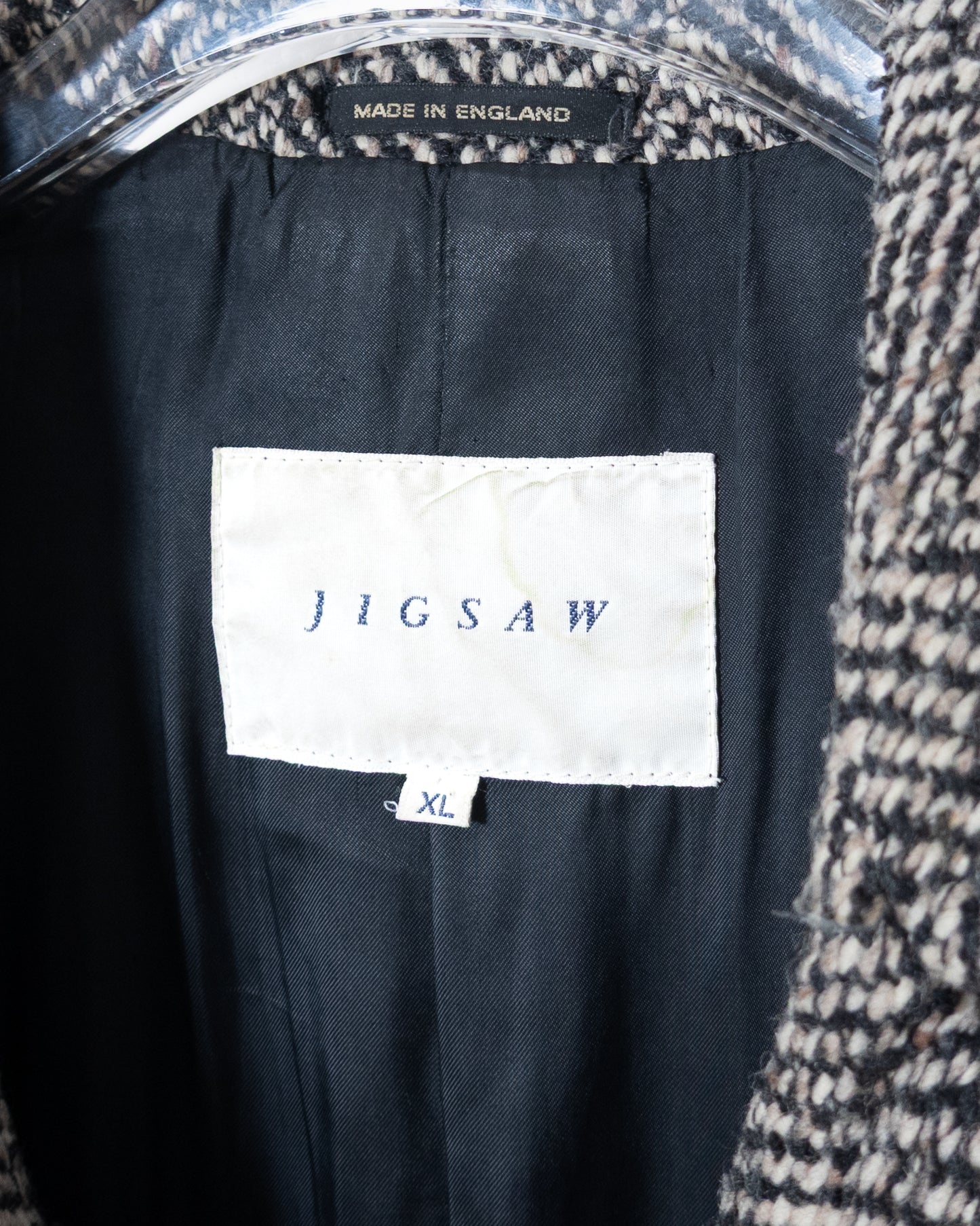 "JIGSAW" double-breasted herringbone tweed overcoat
