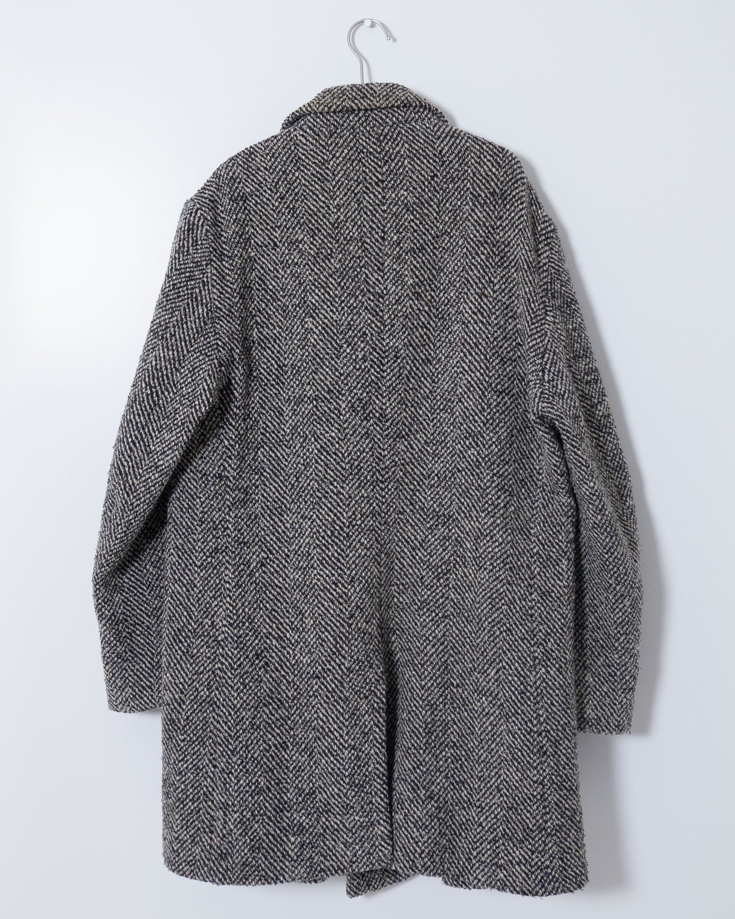 "JIGSAW" double-breasted herringbone tweed overcoat