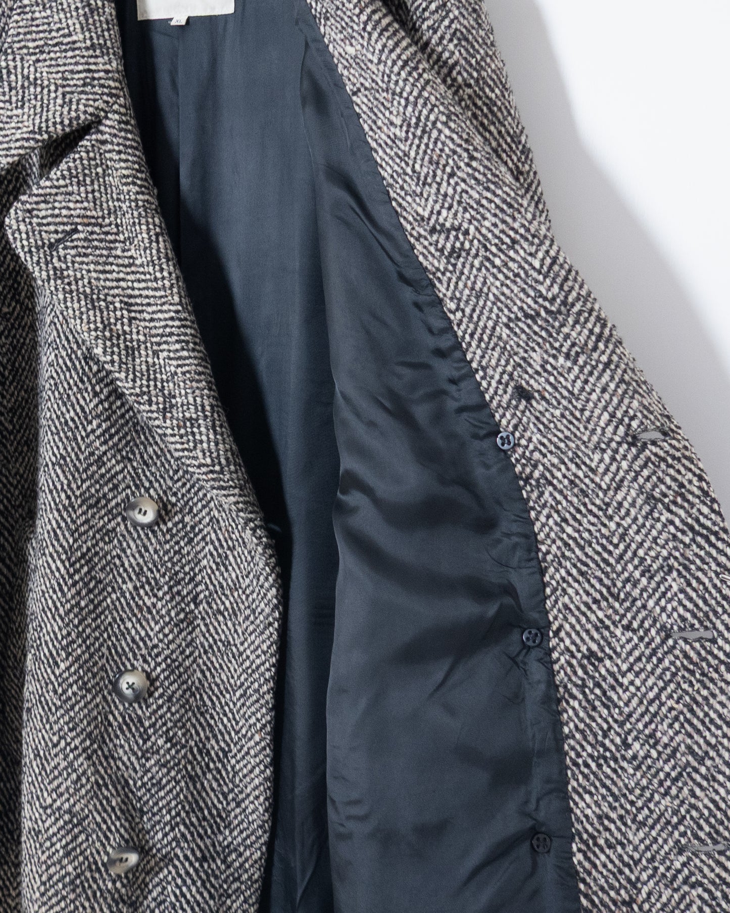 "JIGSAW" double-breasted herringbone tweed overcoat