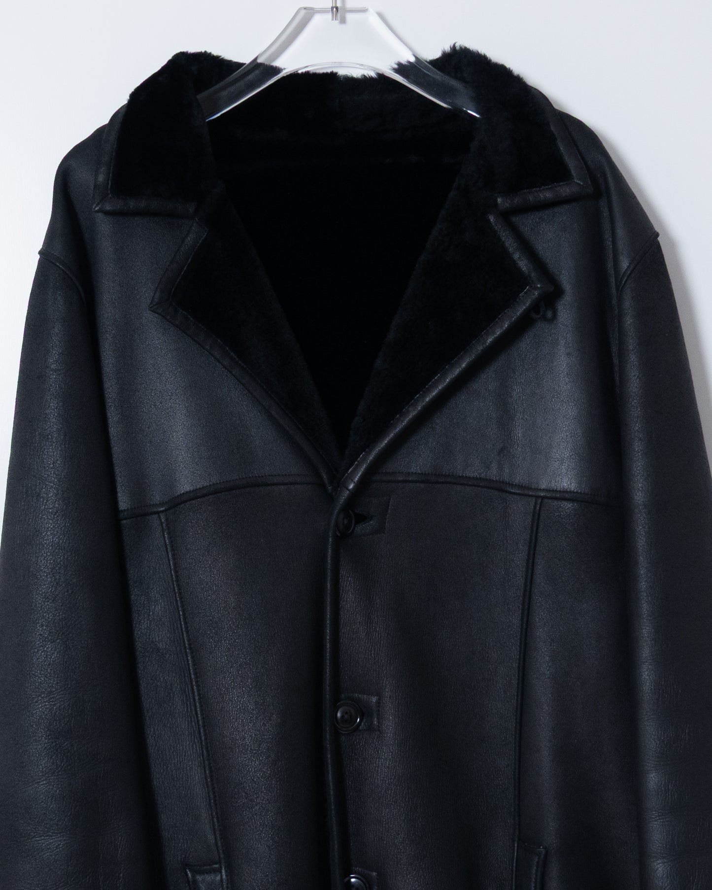 Mouton leather maxi coat