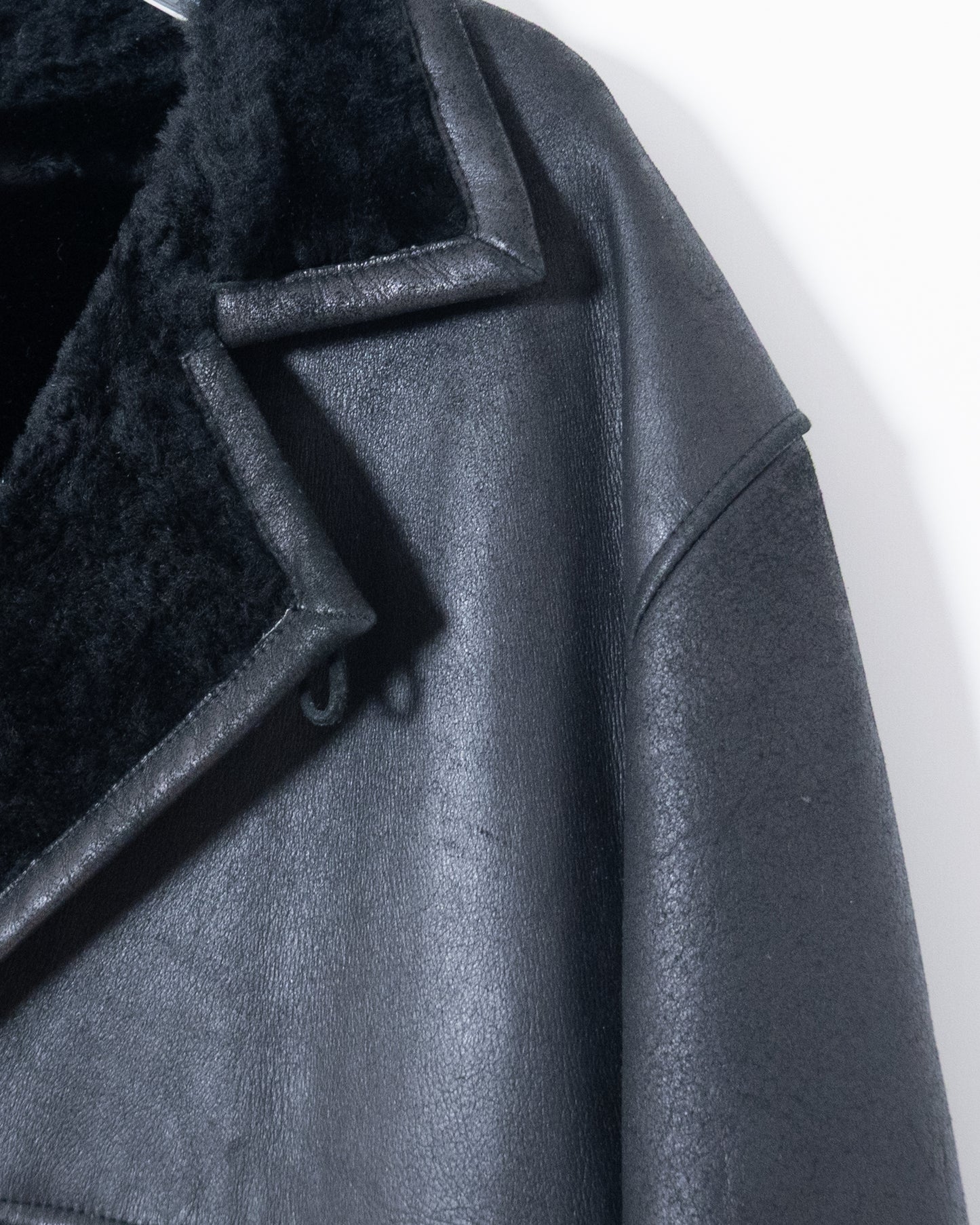 Mouton leather maxi coat