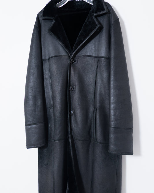 Mouton leather maxi coat